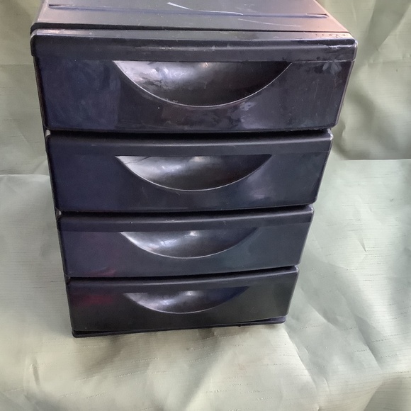 Four 9”x13” dark color plastic drawers desk home office storage organizer unit - Picture 2 of 6